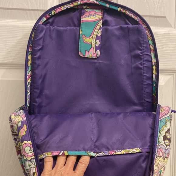 Vera Bradley Purple/ teal paisley large Bancroft backpack VGUC main image 6